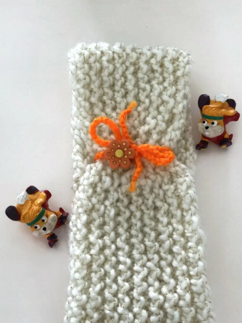 Knitted headband, Ear warmer with flower button